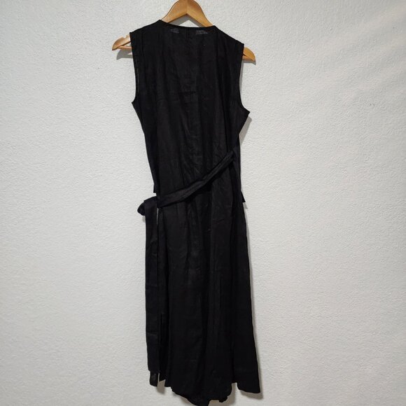 LUXMII Safari Black Wrap Linen Dress Size Medium Sustainably and Ethically Made - Picture 5 of 11